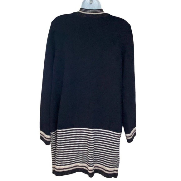 SUNCOO PARIS WOOL OPEN FRONT SWEATER Cardigan Navy Metallic Striped Medium - Picture 8 of 12